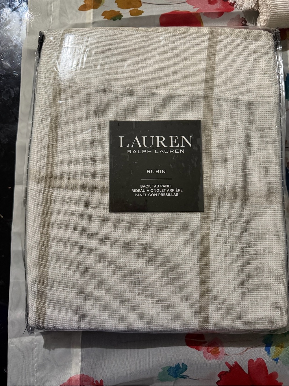 Ralph Lauren Rubin Back Tab Panel Curtain in Beige and Cream Stripe